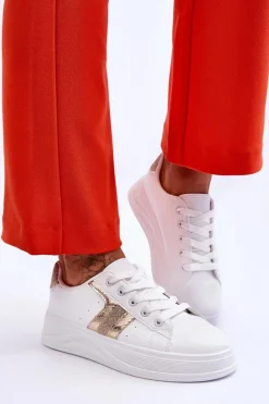 Best Boto Damskie Sneakersy Biało-Złote Diahna