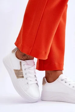 Best Boto Damskie Sneakersy Biało-Złote Diahna