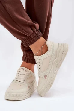 Clearance Damskie Sneakersy Big Star NN274668 Beżowe Damskie Buty Sportowe Big Star|Sneakersy Damskie