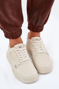 Clearance Damskie Sneakersy Big Star NN274668 Beżowe Damskie Buty Sportowe Big Star|Sneakersy Damskie