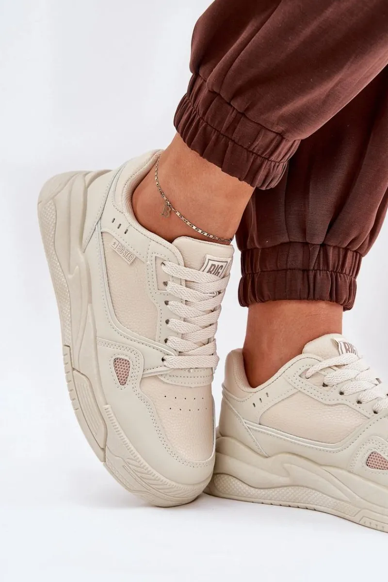 Clearance Damskie Sneakersy Big Star NN274668 Beżowe Damskie Buty Sportowe Big Star|Sneakersy Damskie