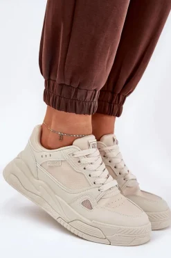 Clearance Damskie Sneakersy Big Star NN274668 Beżowe Damskie Buty Sportowe Big Star|Sneakersy Damskie