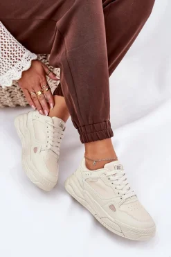 Clearance Damskie Sneakersy Big Star NN274668 Beżowe Damskie Buty Sportowe Big Star|Sneakersy Damskie