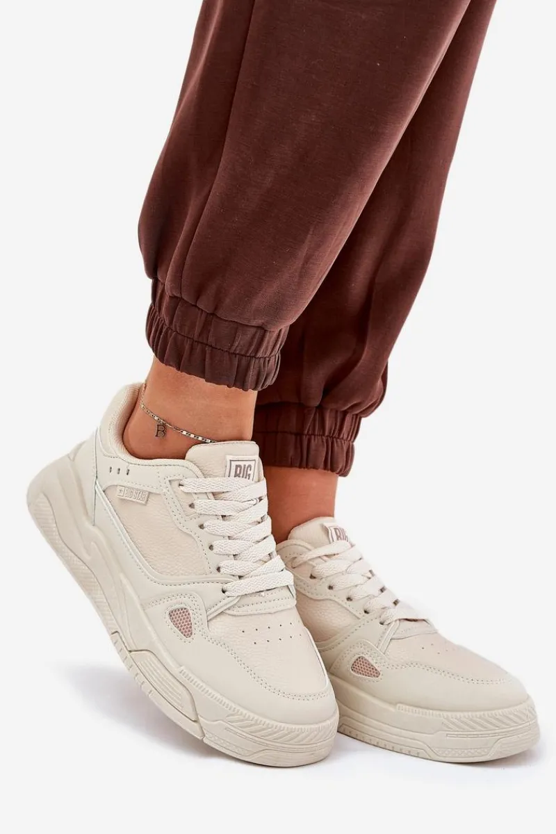 Clearance Damskie Sneakersy Big Star NN274668 Beżowe Damskie Buty Sportowe Big Star|Sneakersy Damskie