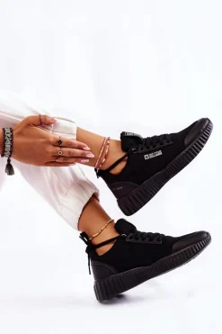 Hot Big Star Shoes Damskie Sneakersy Big Star KK274063 Czarne