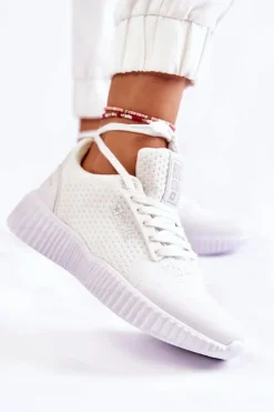 Hot Damskie Sneakersy Big Star KK274062 Białe Damskie Buty Sportowe Na Platformie|Buty Sportowe Big Star