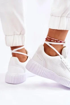 Hot Damskie Sneakersy Big Star KK274062 Białe Damskie Buty Sportowe Na Platformie|Buty Sportowe Big Star