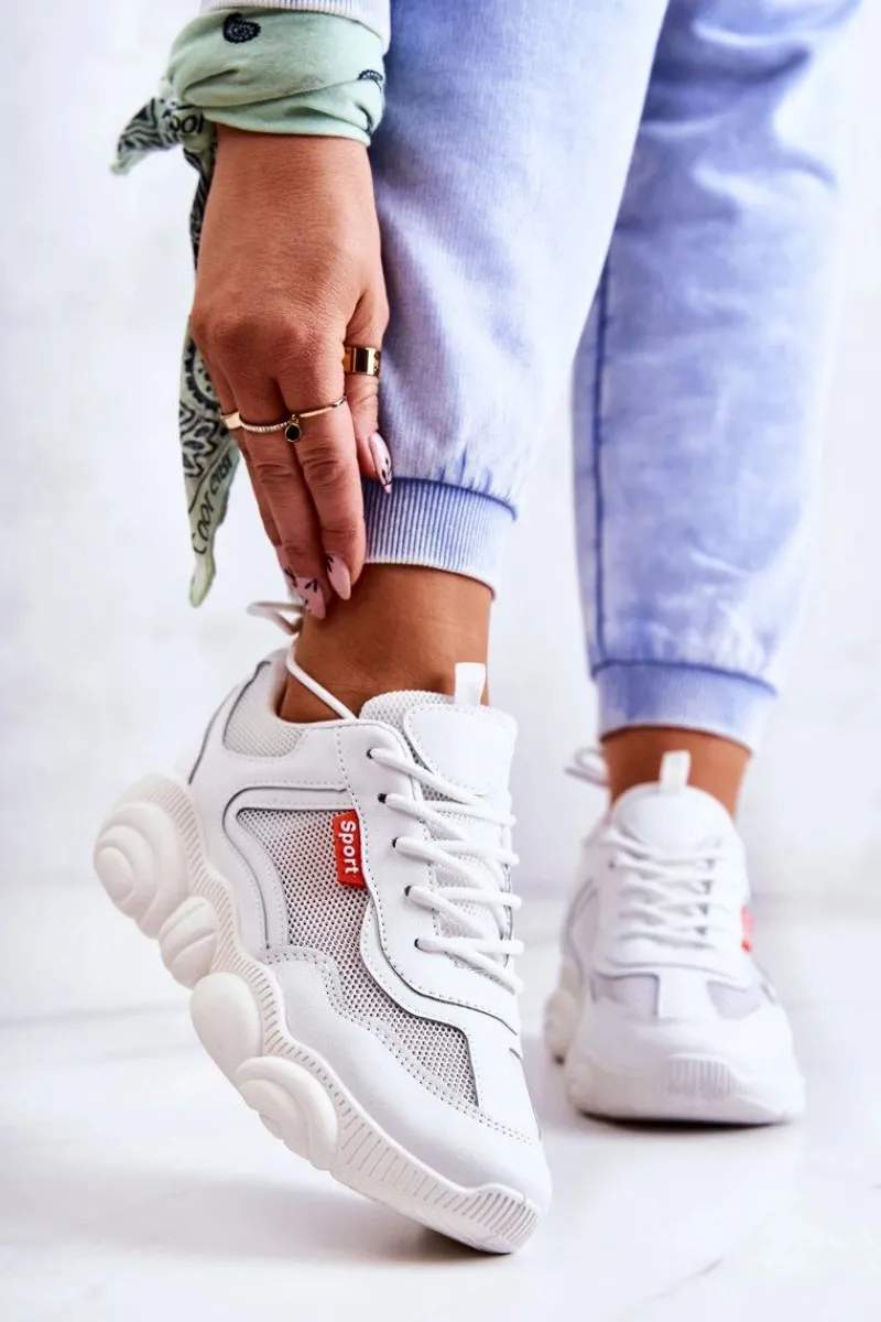Sneakersy Damskie>Boto Damskie Sneakersy Buty Sportowe Z Siateczką Białe Sallis