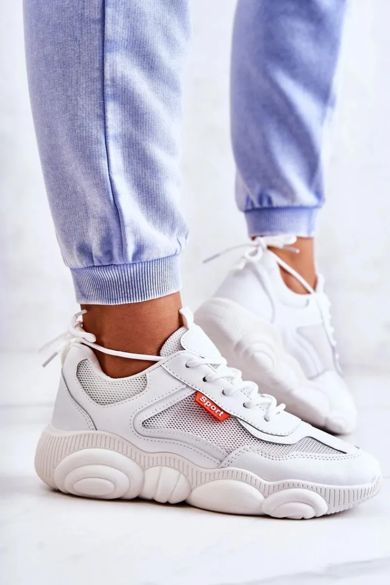 Sneakersy Damskie>Boto Damskie Sneakersy Buty Sportowe Z Siateczką Białe Sallis