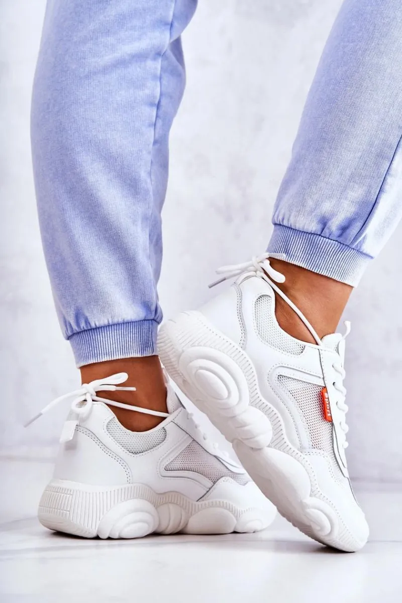 Sneakersy Damskie>Boto Damskie Sneakersy Buty Sportowe Z Siateczką Białe Sallis