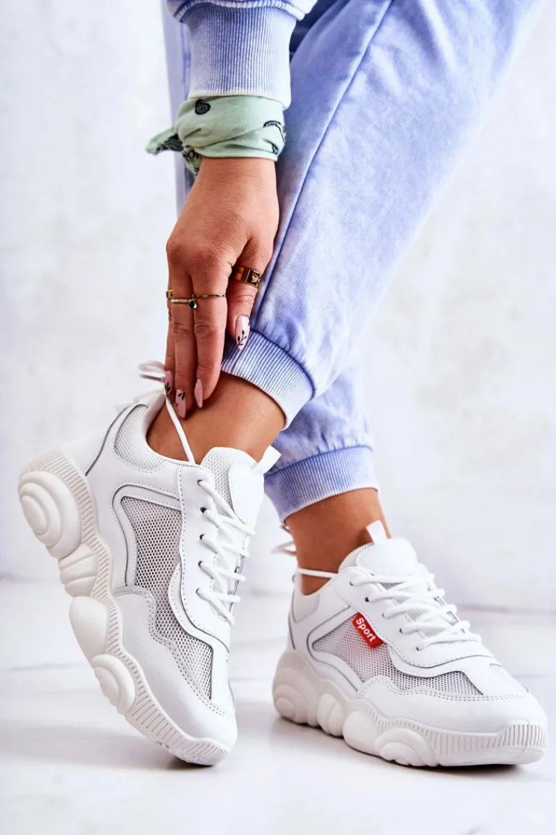 Sneakersy Damskie>Boto Damskie Sneakersy Buty Sportowe Z Siateczką Białe Sallis
