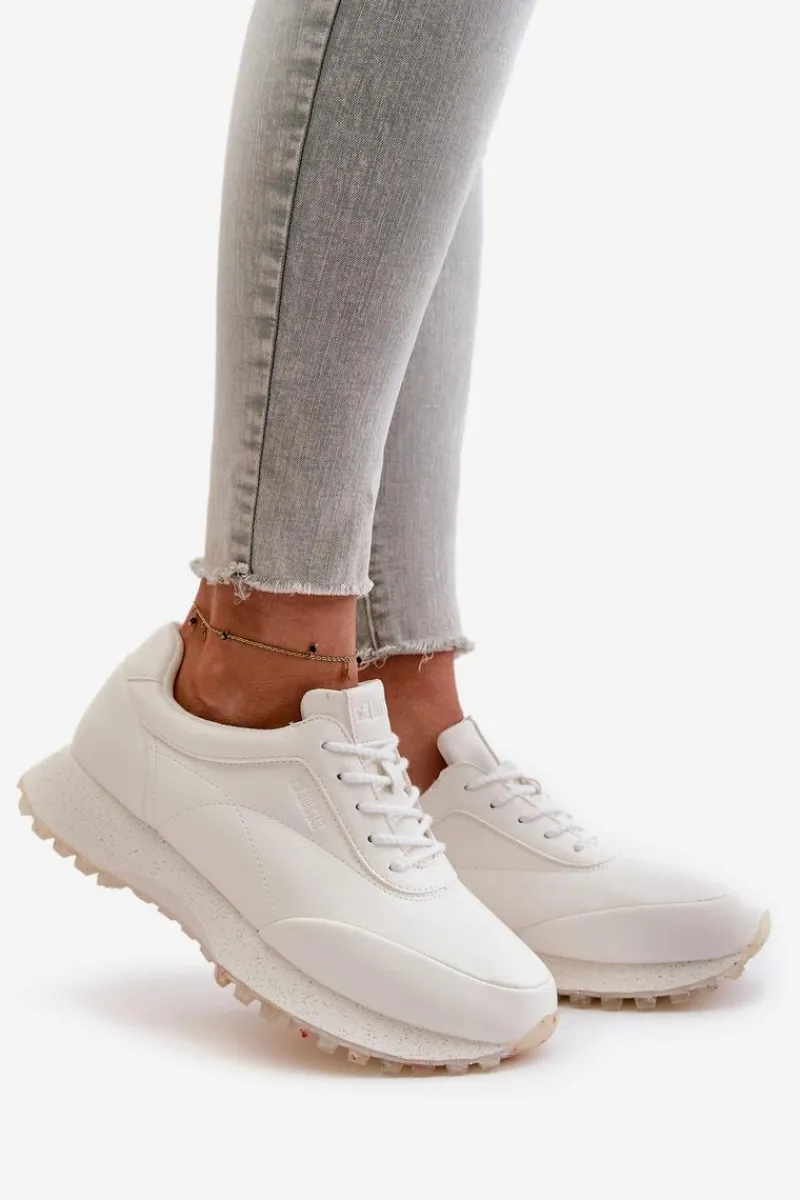 Sale Big Star Shoes Damskie Sneakersy Buty Sportowe Z Eko Skóry Big Star OO274023 Hi-Poly System Białe