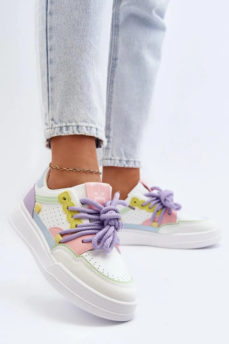 Sale Boto Damskie Sneakersy Eko Skórzane Multikolor Avanalis Wielokolorowy