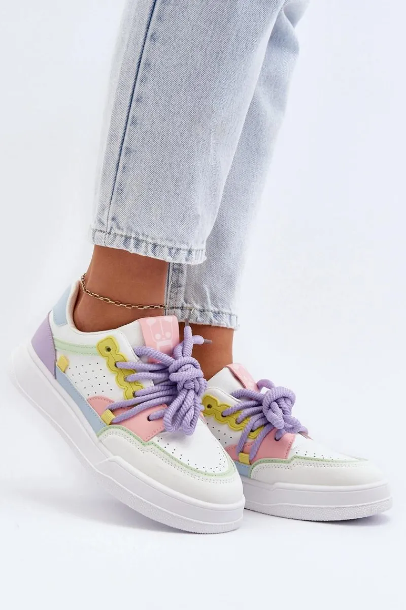 Sale Boto Damskie Sneakersy Eko Skórzane Multikolor Avanalis Wielokolorowy