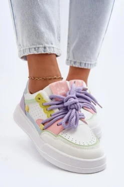 Sale Boto Damskie Sneakersy Eko Skórzane Multikolor Avanalis Wielokolorowy