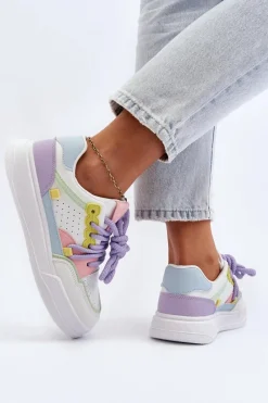 Sale Boto Damskie Sneakersy Eko Skórzane Multikolor Avanalis Wielokolorowy