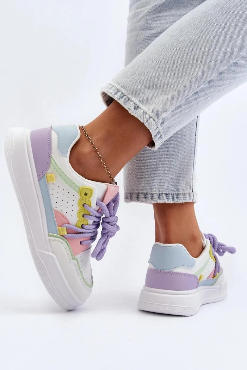 Sale Boto Damskie Sneakersy Eko Skórzane Multikolor Avanalis Wielokolorowy