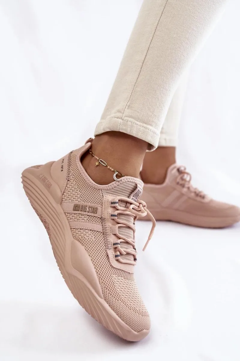 Sneakersy Damskie>Big Star Shoes Damskie Sneakersy Memory Foam System Big Star KK274348 Różowe
