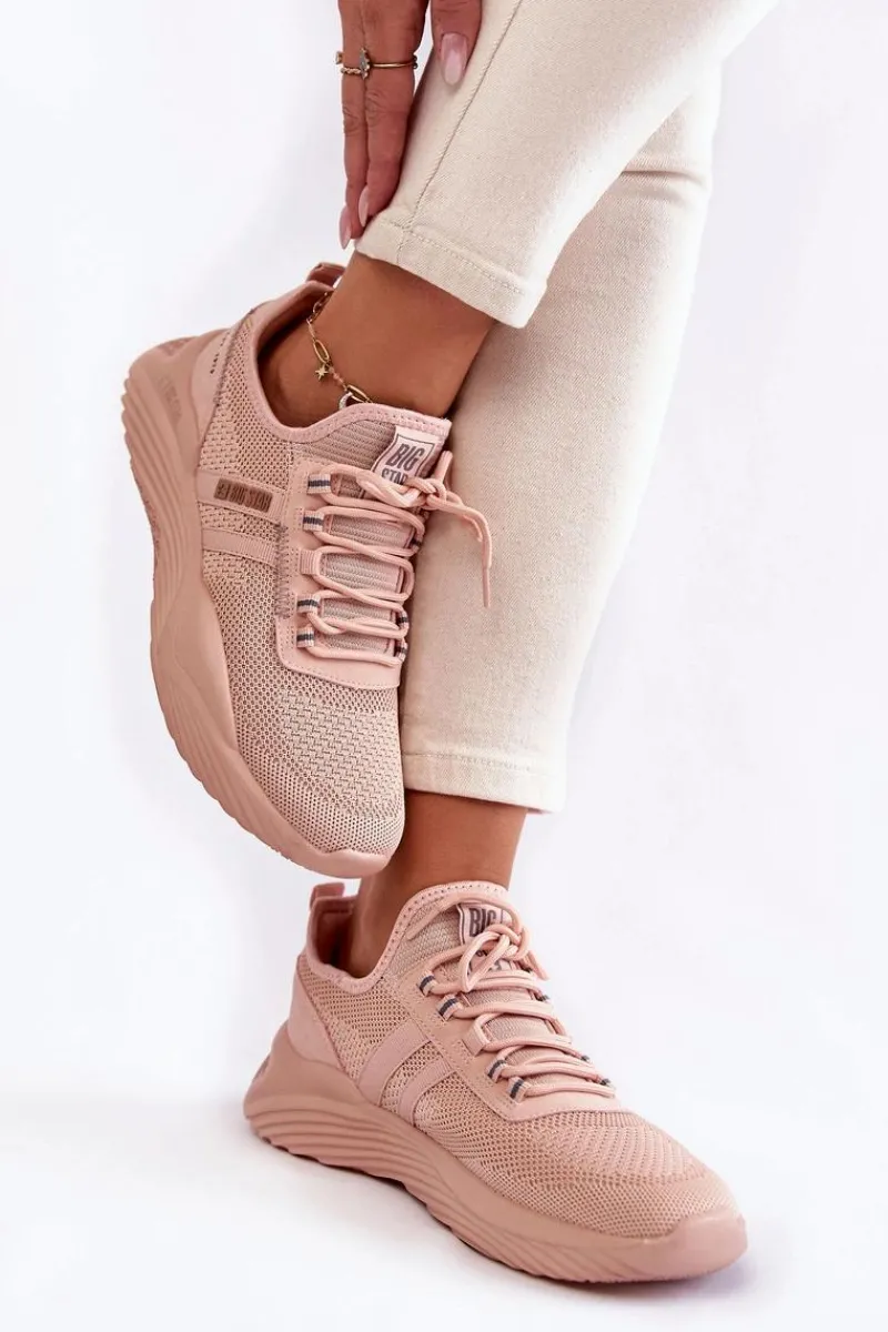 Sneakersy Damskie>Big Star Shoes Damskie Sneakersy Memory Foam System Big Star KK274348 Różowe