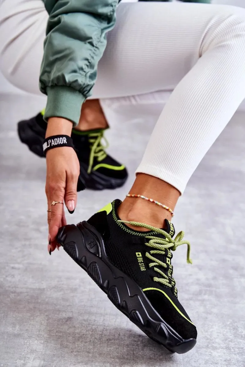 Best Big Star Shoes Damskie Sneakersy Memory Foam System Big Star KK274028 Czarne