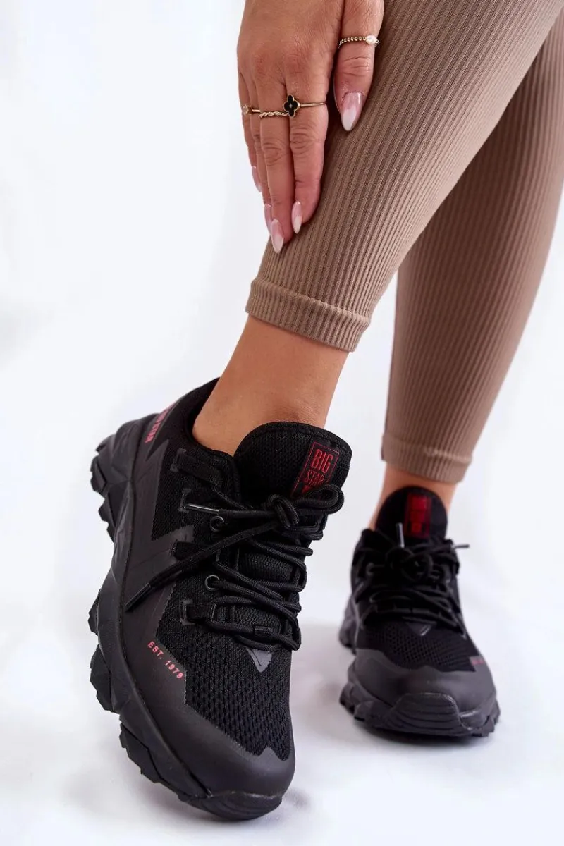 Sale Damskie Sneakersy Memory Foam System Big Star KK274211 Czarne Damskie Buty Sportowe Big Star|Sneakersy Damskie