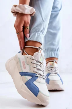 Buty Sportowe Na Platformie|Buty Sportowe Big Star></noscript>Big Star Shoes Damskie Sneakersy Memory Foam Big Star JJ274600 Beżowo-Niebieskie