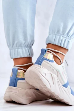 Buty Sportowe Na Platformie|Buty Sportowe Big Star></noscript>Big Star Shoes Damskie Sneakersy Memory Foam Big Star JJ274600 Beżowo-Niebieskie