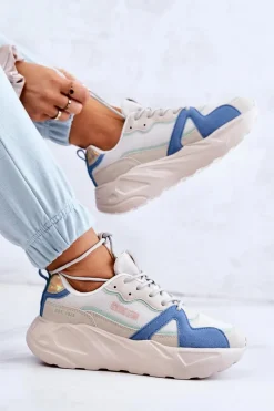 Buty Sportowe Na Platformie|Buty Sportowe Big Star></noscript>Big Star Shoes Damskie Sneakersy Memory Foam Big Star JJ274600 Beżowo-Niebieskie