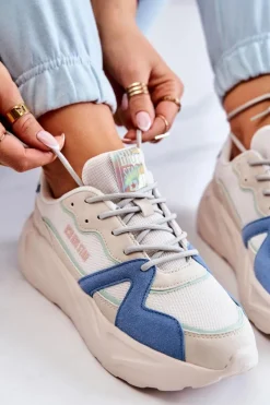 Buty Sportowe Na Platformie|Buty Sportowe Big Star></noscript>Big Star Shoes Damskie Sneakersy Memory Foam Big Star JJ274600 Beżowo-Niebieskie