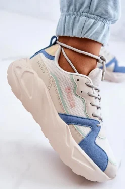 Buty Sportowe Na Platformie|Buty Sportowe Big Star></noscript>Big Star Shoes Damskie Sneakersy Memory Foam Big Star JJ274600 Beżowo-Niebieskie