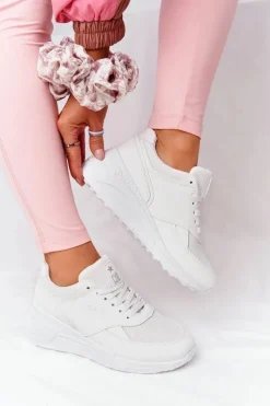 New Evento Damskie Sneakersy Na Koturnie Białe Avery
