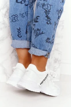Hot Damskie Sneakersy Na Masywnej Podeszwie Białe Laugh Damskie Sneakersy Damskie