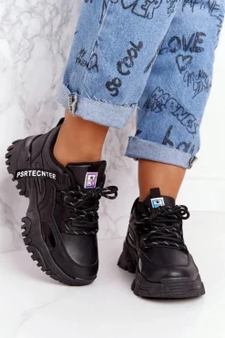 Sale Evento Damskie Sneakersy Na Masywnej Podeszwie Czarne Laugh