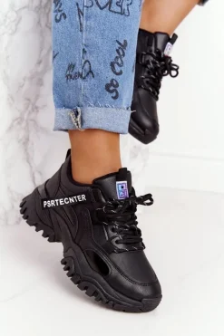 Sale Evento Damskie Sneakersy Na Masywnej Podeszwie Czarne Laugh