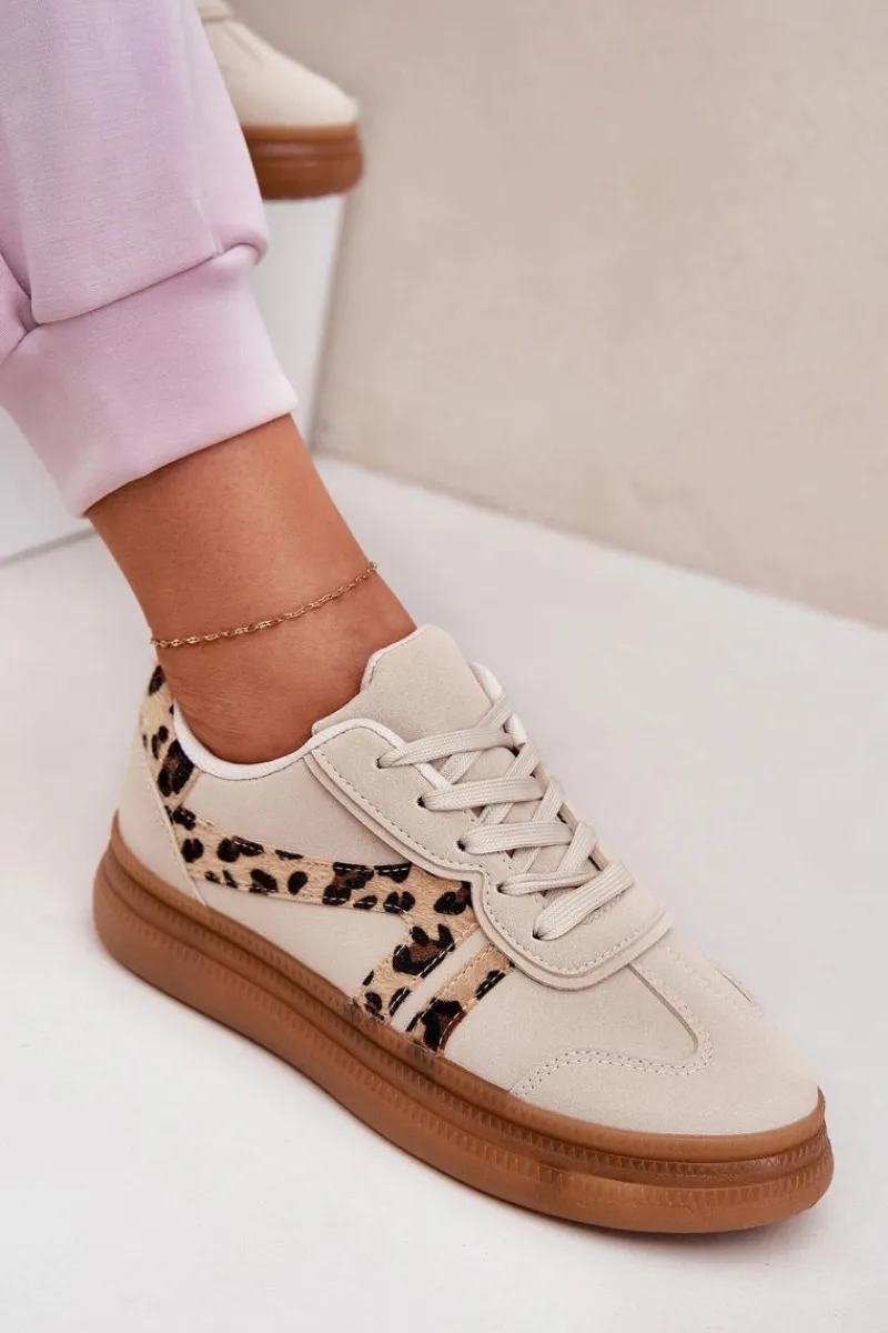 Buty Sportowe Na Platformie|Sneakersy Damskie>Boto Damskie Sneakersy Na Platformie Panterka Beżowe Totter Beżowy
