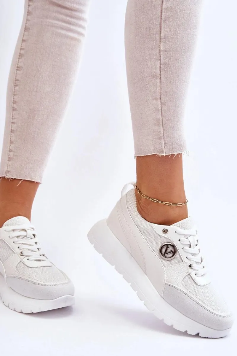 Sneakersy Damskie>Buty damskie Vinceza Damskie Sneakersy Na Platformie Białe Chana