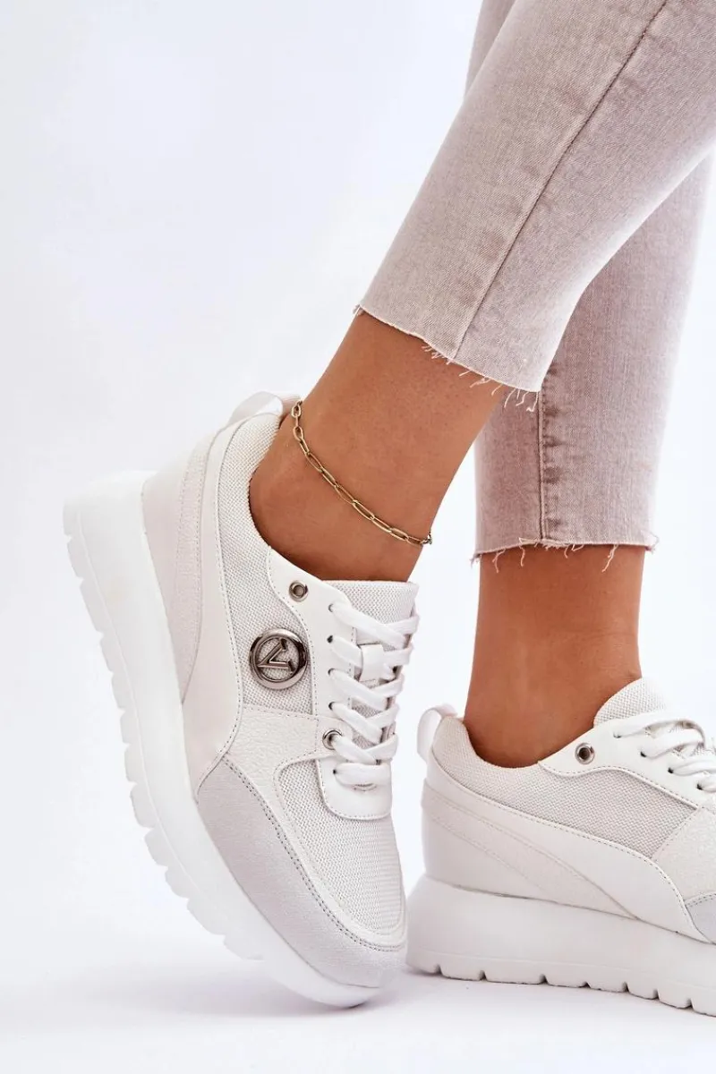 Sneakersy Damskie>Buty damskie Vinceza Damskie Sneakersy Na Platformie Białe Chana