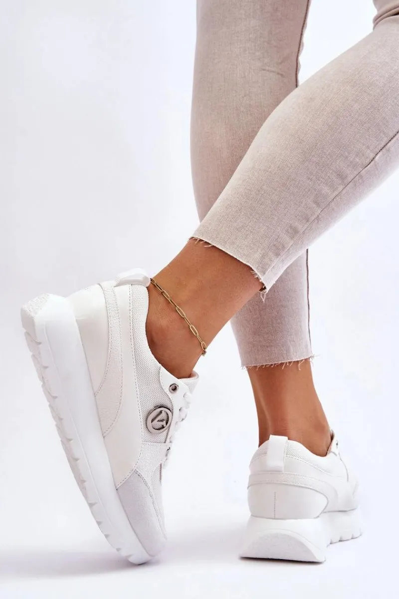 Sneakersy Damskie>Buty damskie Vinceza Damskie Sneakersy Na Platformie Białe Chana