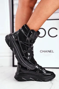 Clearance Boto Damskie Sneakersy Śniegowce Czarne Missy