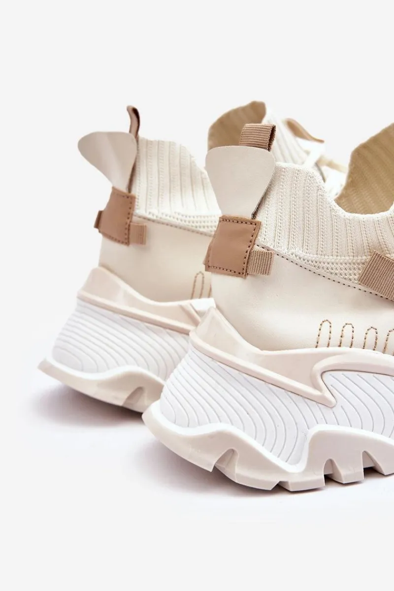 Sneakersy Damskie>Boto Damskie Sneakersy Skarpetkowe Wsuwane Beżowe Keaton