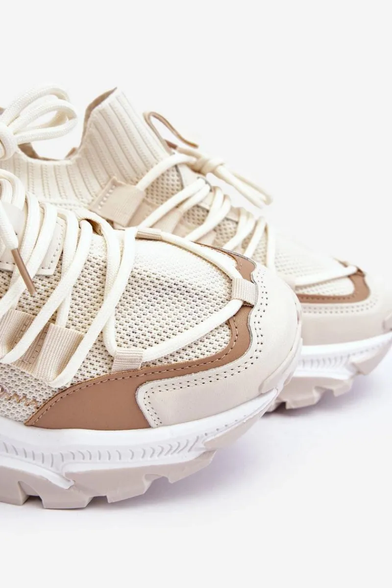 Sneakersy Damskie>Boto Damskie Sneakersy Skarpetkowe Wsuwane Beżowe Keaton