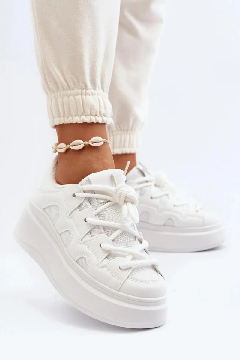 Clearance Damskie Sneakersy Z Grubym Sznurowaniem Białe Vinali Damskie Buty Sportowe Na Platformie|Sneakersy Damskie