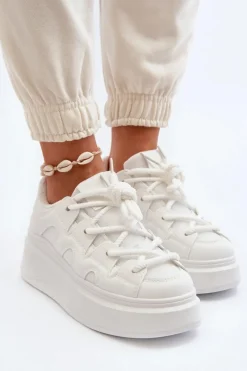 Clearance Damskie Sneakersy Z Grubym Sznurowaniem Białe Vinali Damskie Buty Sportowe Na Platformie|Sneakersy Damskie