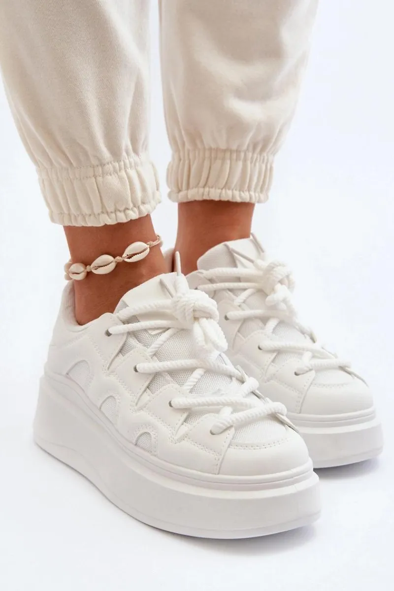 Clearance Damskie Sneakersy Z Grubym Sznurowaniem Białe Vinali Damskie Buty Sportowe Na Platformie|Sneakersy Damskie