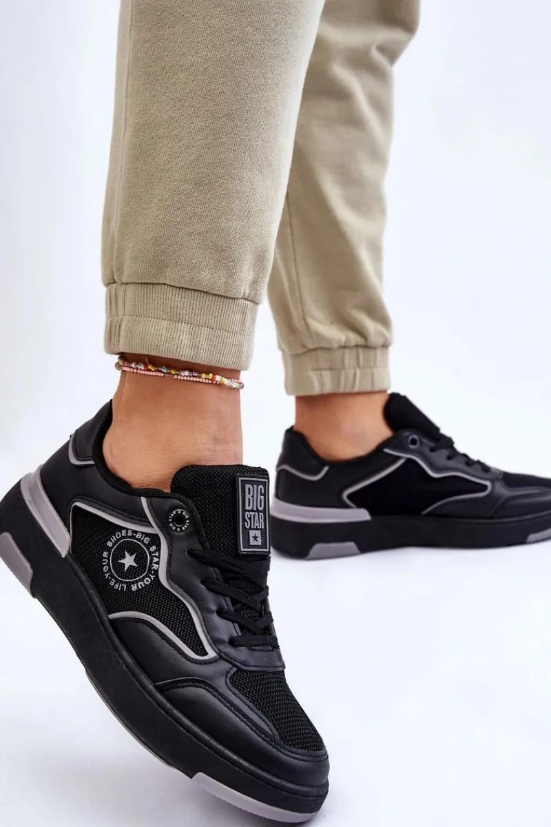 Discount Big Star Shoes Damskie Sportowe Buty Big Star LL274443 Czarno-Szare