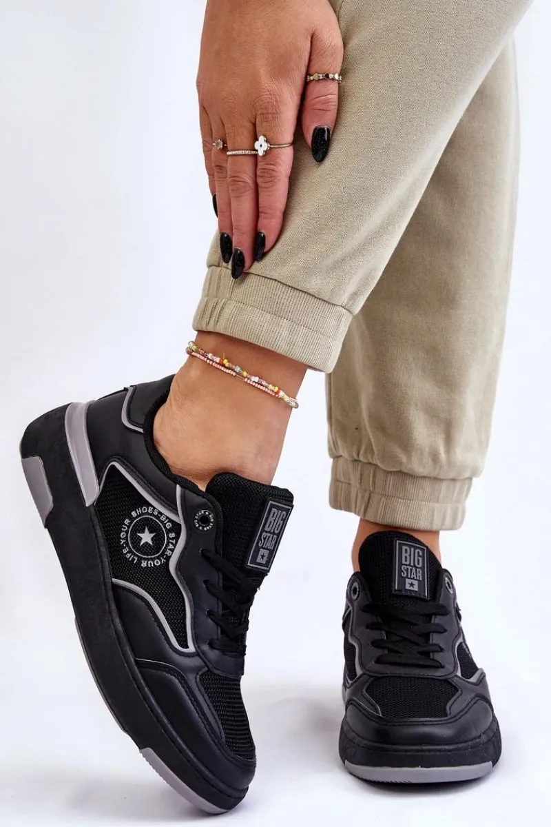 Discount Big Star Shoes Damskie Sportowe Buty Big Star LL274443 Czarno-Szare