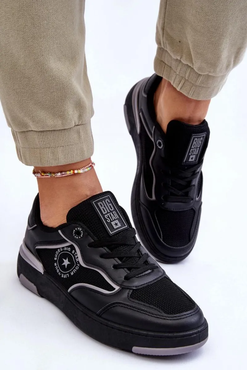 Discount Big Star Shoes Damskie Sportowe Buty Big Star LL274443 Czarno-Szare
