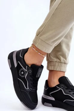 Discount Big Star Shoes Damskie Sportowe Buty Big Star LL274443 Czarno-Szare