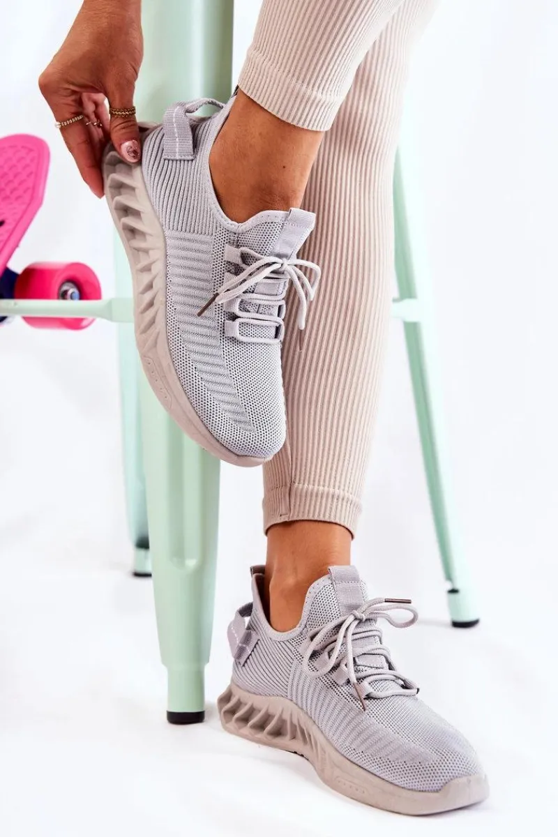 Best Boto Damskie Sportowe Buty Materiałowe Szare Lenney
