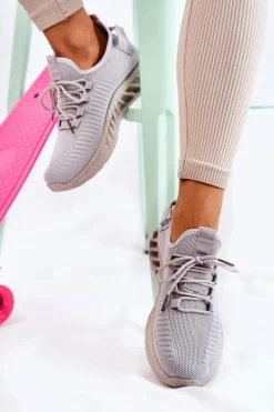 Best Boto Damskie Sportowe Buty Materiałowe Szare Lenney